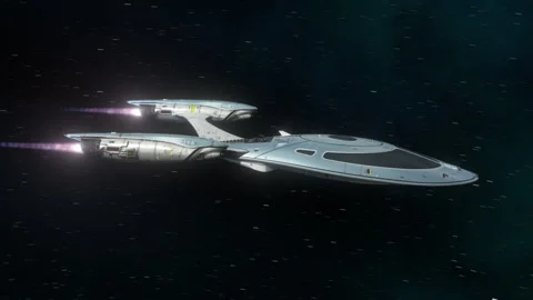 Futuristic Spacecraft Flying in Space. Stock Footage 295227265