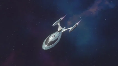 Futuristic Spacecraft Flying in Space. Stock Footage 314011732