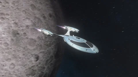 Futuristic Spacecraft Leaving the Moon. Video stock 333515180