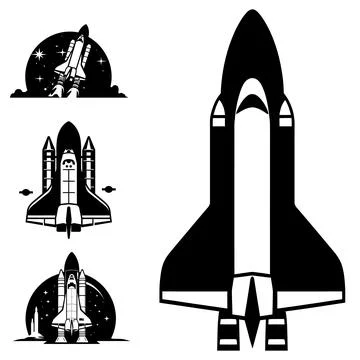 Futuristic Spacecraft Vector Silhouettes  Explore the Cosmos in Style Stock Illustration