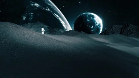 Futuristic Spaceman Walking in Deep Space Stock Footage 327525081