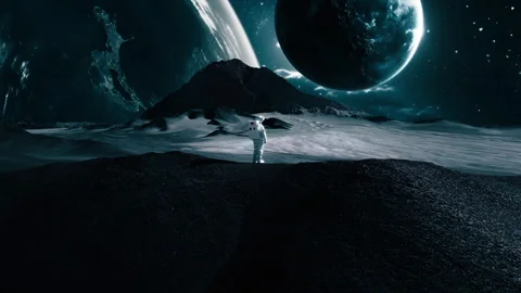 Futuristic Spaceman Walking in Deep Space Stock Footage 327525119