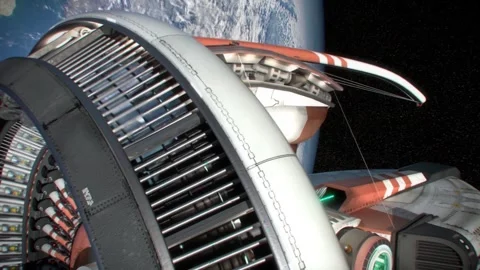 Futuristic Spaceship - Activating Warp Drive and Entering Hyperspace_3 of 6 库存影片 342944670