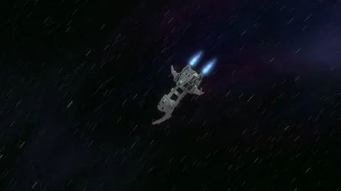 Futuristic Spaceship Arriving at a Planet. Stock Footage 217066897