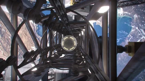 Futuristic Spaceship - Capsule Boarding Spaceship in Earth Orbit_1 of 6 库存影片 342944537