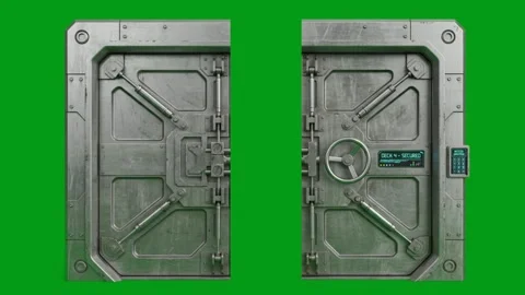 Futuristic Spaceship Door Opening Animation with Green Screen Background Stock Footage 337923770