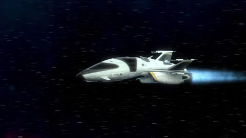 Futuristic Spaceship Flying in deep Space. Stock Footage 165776194