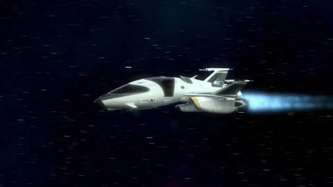 Futuristic Spaceship Flying in deep Space. Stock Footage 166314882
