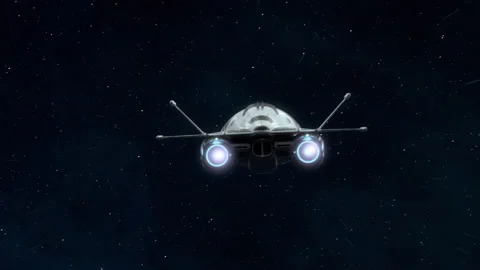 Futuristic Spaceship Flying in deep Space. Stock Footage 167839847