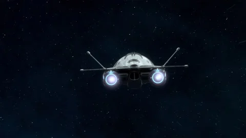 Futuristic Spaceship Flying in deep Space. Video stock 168365902