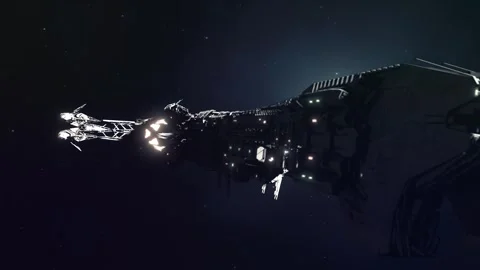 Futuristic Spaceship Flying in Deep Space Stock Footage 304572255