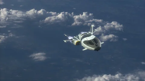 Futuristic Spaceship flying over a Planet. Stock Footage 168367973