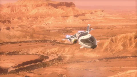 Futuristic Spaceship flying over a Planet. Stock Footage 169084757