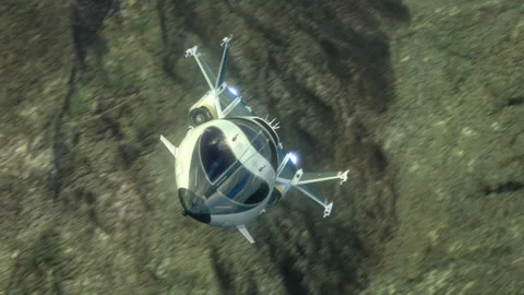Futuristic Spaceship flying over a Planet. Stock Footage 170584662