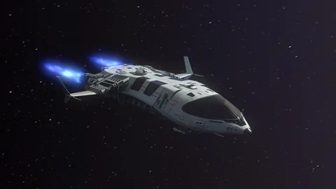 Futuristic Spaceship Flying in Space. Stock Footage 88930009