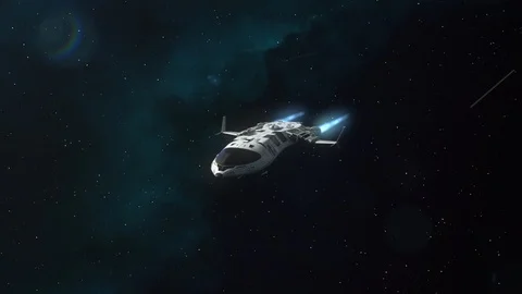 Futuristic Spaceship Flying in Space. Stock Footage 90513673