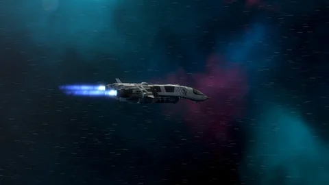 Futuristic Spaceship Flying in Space. Stock Footage 122075837