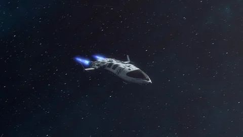 Futuristic Spaceship Flying in Space. Stock Footage 122292199