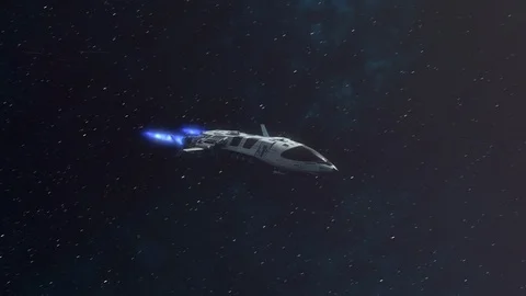Futuristic Spaceship Flying in Space. Video stock 122631922