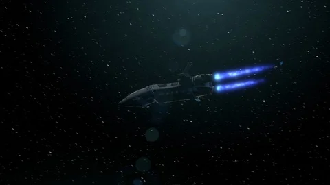 Futuristic Spaceship Flying in Space. Stock Footage 122925210