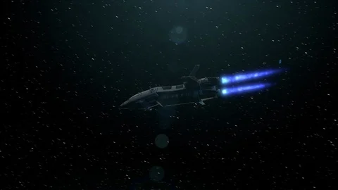 Futuristic Spaceship Flying in Space. Stock Footage 123413254