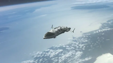 Futuristic Spaceship Hovering above the Planet. Stock Footage 209682152