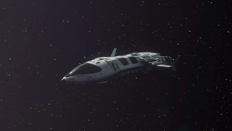 Futuristic Spaceship Hovering in Space. Stock Footage 88955055