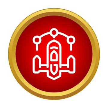 Futuristic spaceship icon in a red circle Stock Illustration