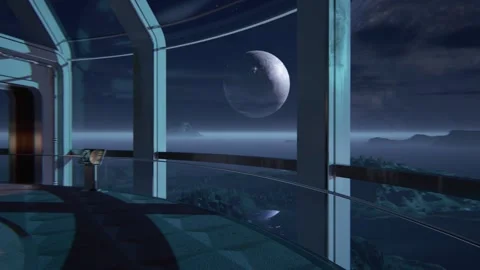 Futuristic spaceship from the inside 05 Stock Footage 268081289