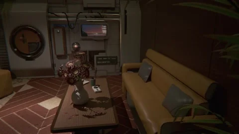 Futuristic spaceship from the inside in Space 01 Stock Footage 268084164