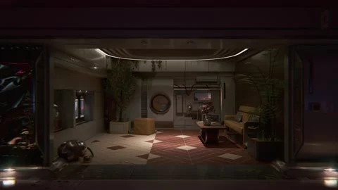 Futuristic spaceship from the inside in Space 05 Stock Footage 268099152