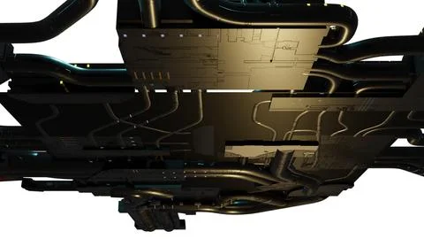 Futuristic spaceship interior with advanced technology and lighting Stock Illustration