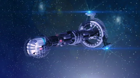 Futuristic Spaceship in interstellar travel Stock Footage 751380
