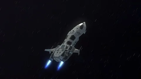 Futuristic Spaceship Leaving a Planet. Stock Footage 88788843