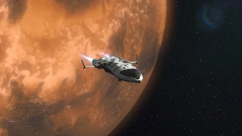 Futuristic Spaceship Leaving a Planet. Video stock 115664152