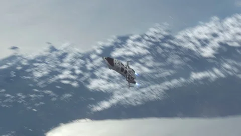 Futuristic Spaceship Leaving a Planet. Stock Footage 122106472