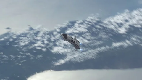 Futuristic Spaceship Leaving a Planet. Stock Footage 122511207