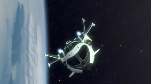 Futuristic Spaceship Leaving a Planet. Video stock 171071477