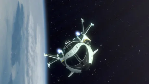 Futuristic Spaceship Leaving a Planet. Stock Footage 171528036