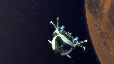 Futuristic Spaceship Leaving a Planet. Vídeo Stock 172248907