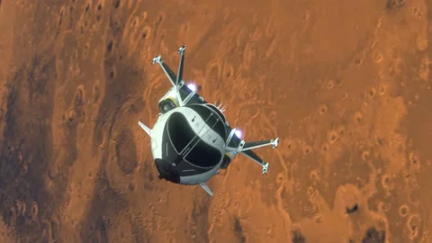 Futuristic Spaceship Leaving a Planet. Stock Footage 172359511