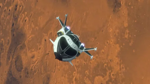 Futuristic Spaceship Leaving a Planet. Stock Footage 172361927