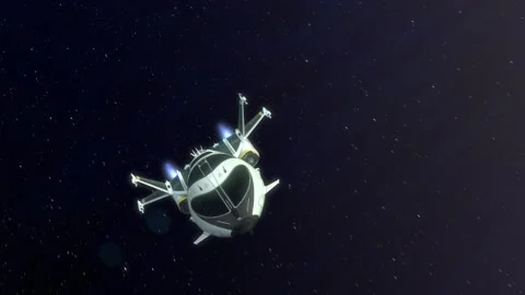 Futuristic Spaceship Leaving a Space Station. Video stock 337110030