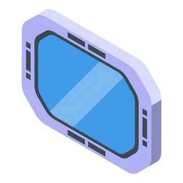 Futuristic spaceship window showing vibrant blue space view Stock Illustration