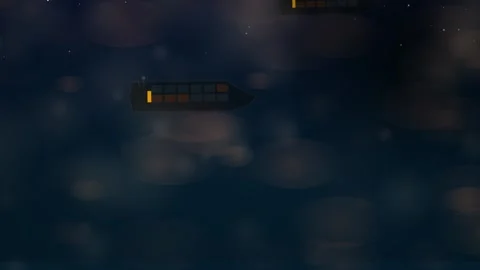 Futuristic Spaceships Flying In Night Sky With Tech Grids Animation Stock Footage 340147229