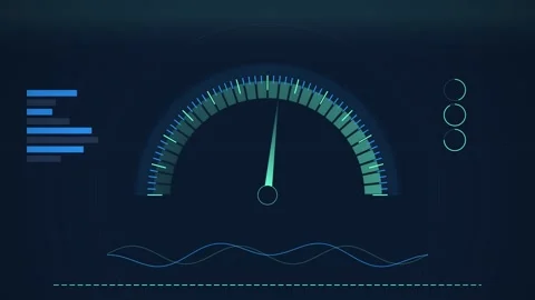 Futuristic Speedometer Gauge: Digital Dashboard Displaying High Performance.. Stock Footage 347562423