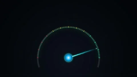 Futuristic Speedometer Gauge Glowing Blue Light on Dark Background, Digital.. Stock Footage 346660862
