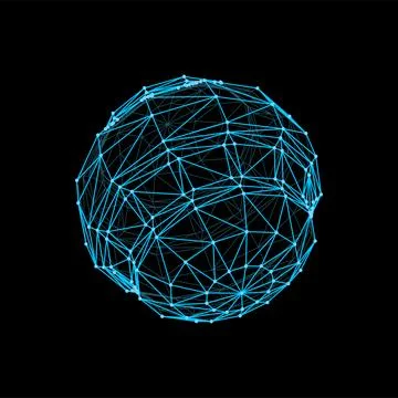 Futuristic sphere and 3d wireframe ball shape Stock Illustration