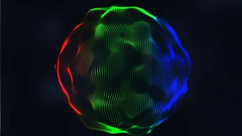 Futuristic sphere of dots. Abstract particles background with sphere.Global.. Stock Photos
