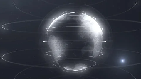 Futuristic sphere of dots. Globalization interface. Sense of science and Illustrazione stock